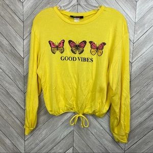 Posh Posh Good Vibes Butterfly crop sweatshirt M